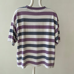 1980s/90s Boxy Pastel Purple Striped T Shirt