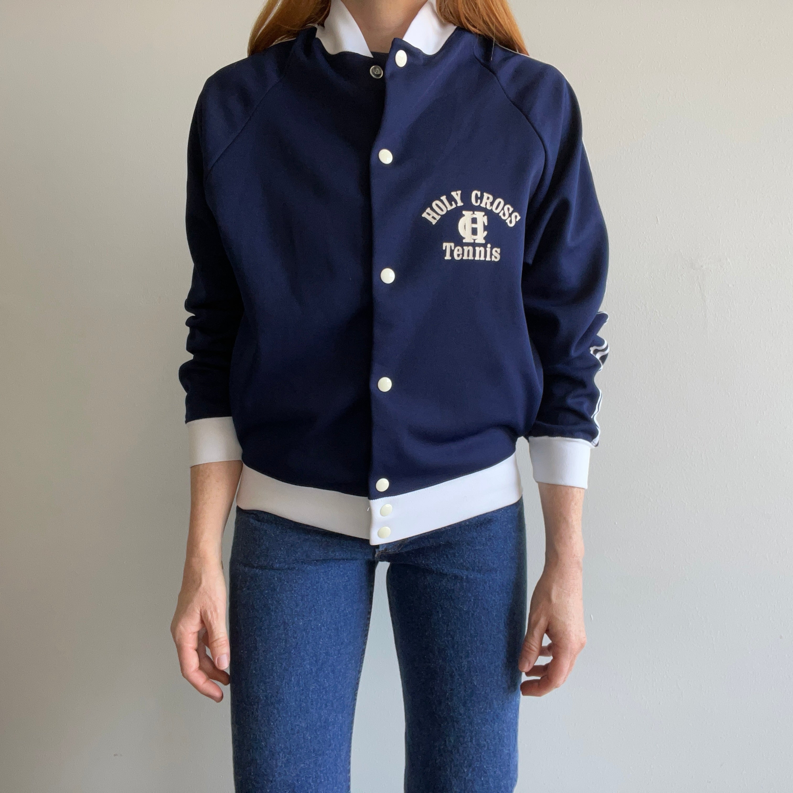 1970s Champion Brand Holy Cross Tennis Snap Up Jacket - Oh My!