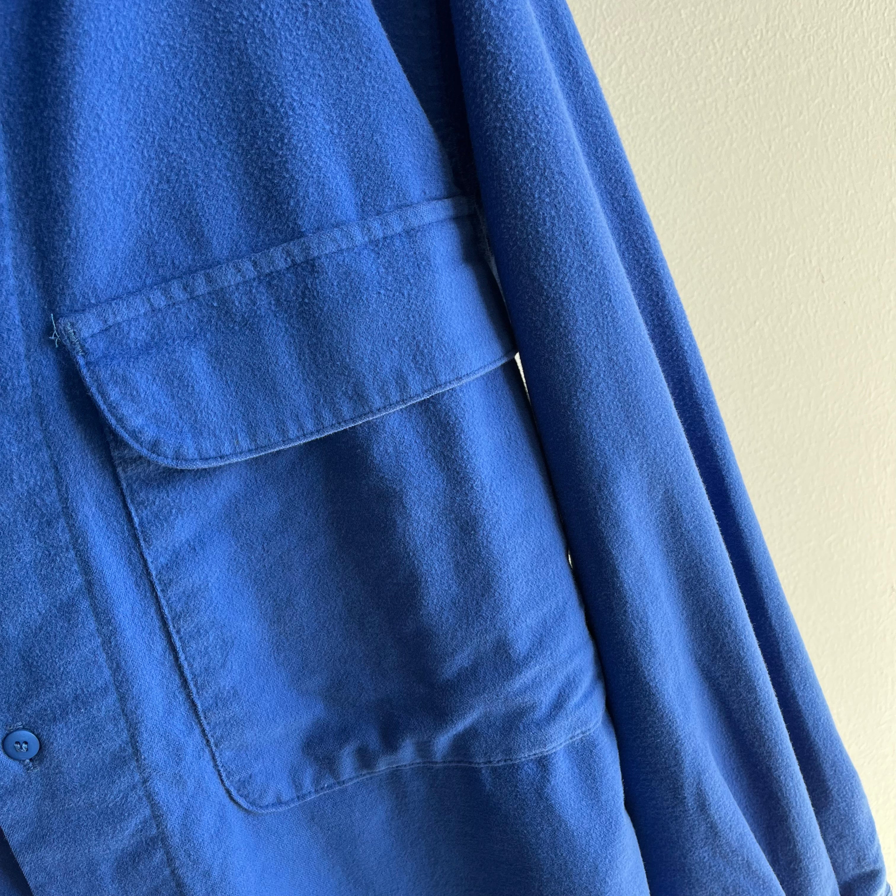 1980s Unique Soft Bright Blue Flannel by Five Brothers