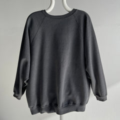 1990s Faded Black to Gray/Deep Gray Low Pit Relaxed Fit Sweatshirt