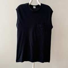 1990s Blank Black Muscle Pocket T Shirt