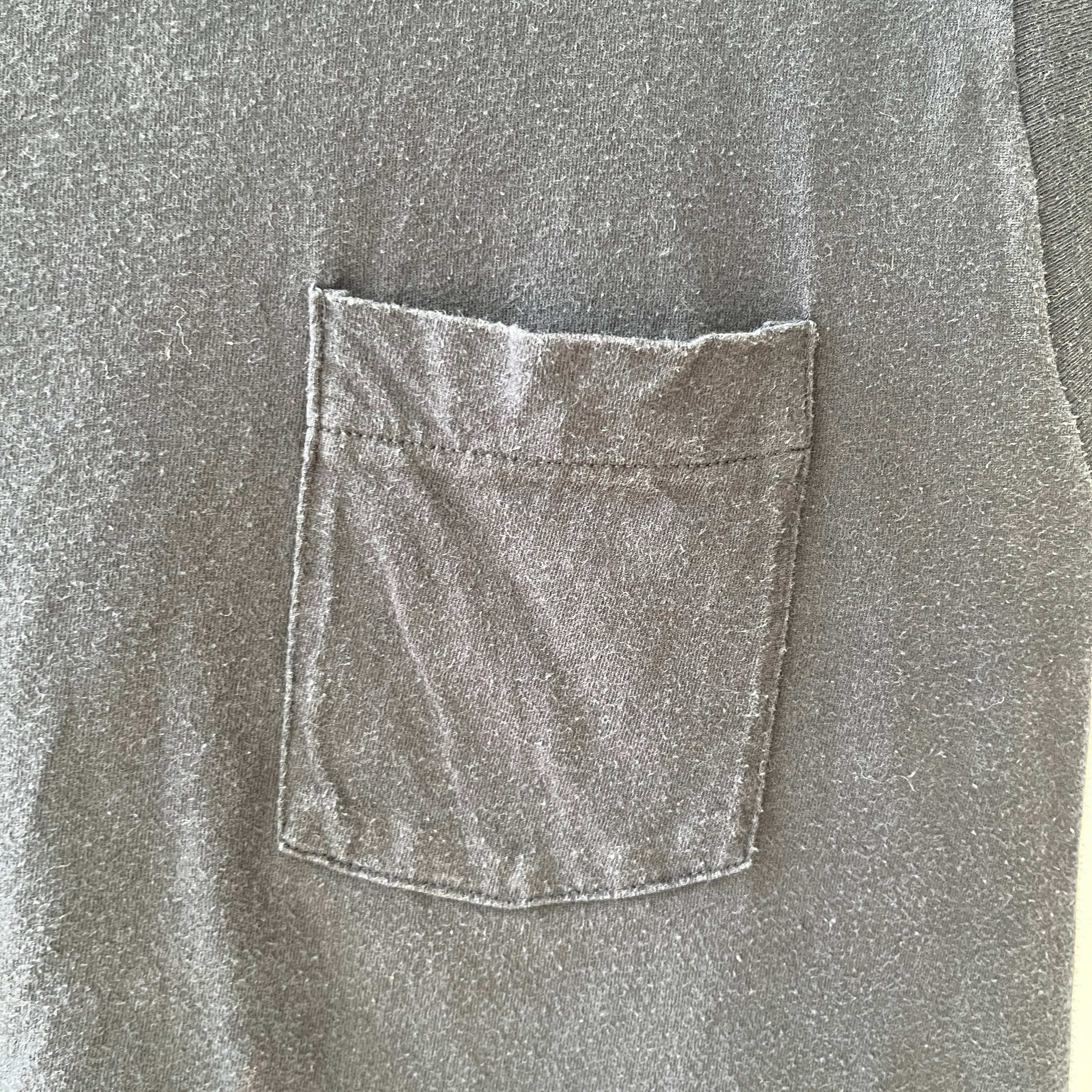 1990s Blank Black Muscle Pocket T Shirt