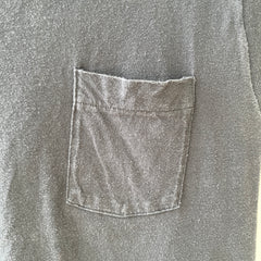 1990s Blank Black Muscle Pocket T Shirt