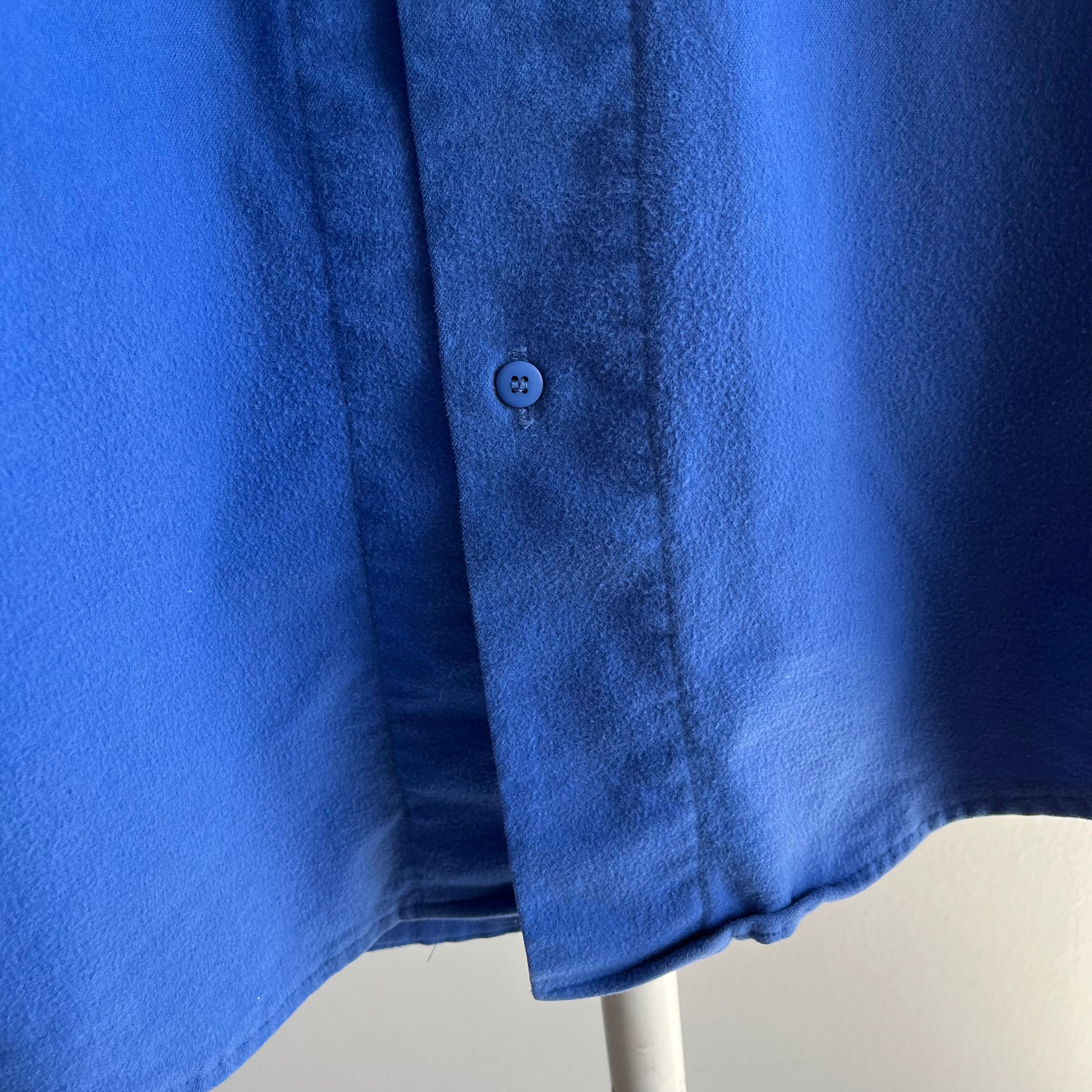 1980s Unique Soft Bright Blue Flannel by Five Brothers