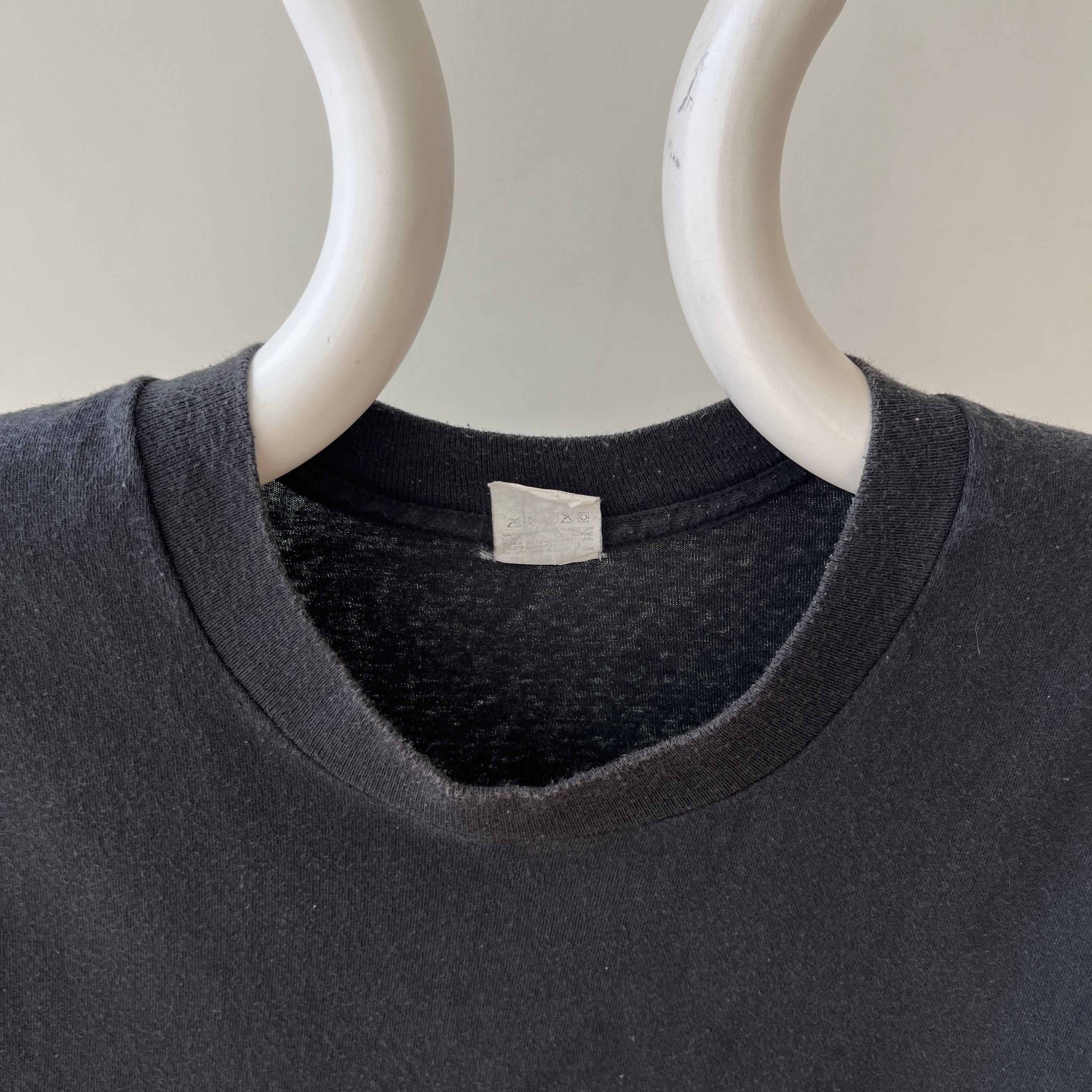 1990s Blank Black Muscle Pocket T Shirt