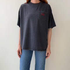 1990s Marlboro Gray and Black Striped Pocket T-Shirt