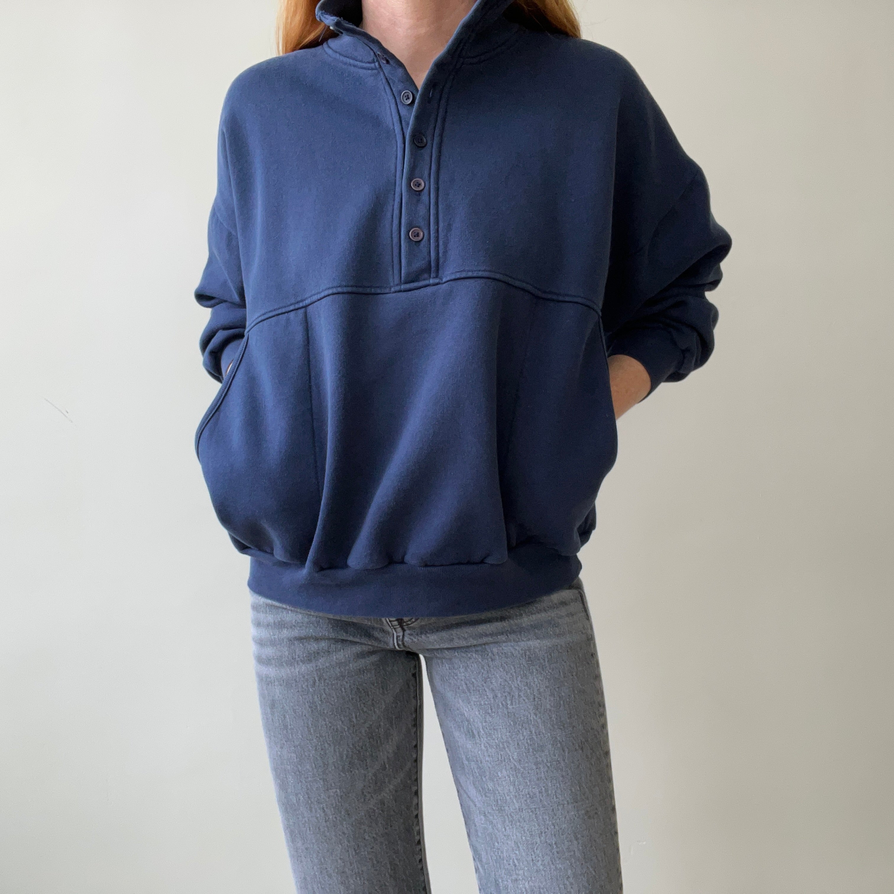 1990's Traverse Bay Pocket Henley Sweatshirt