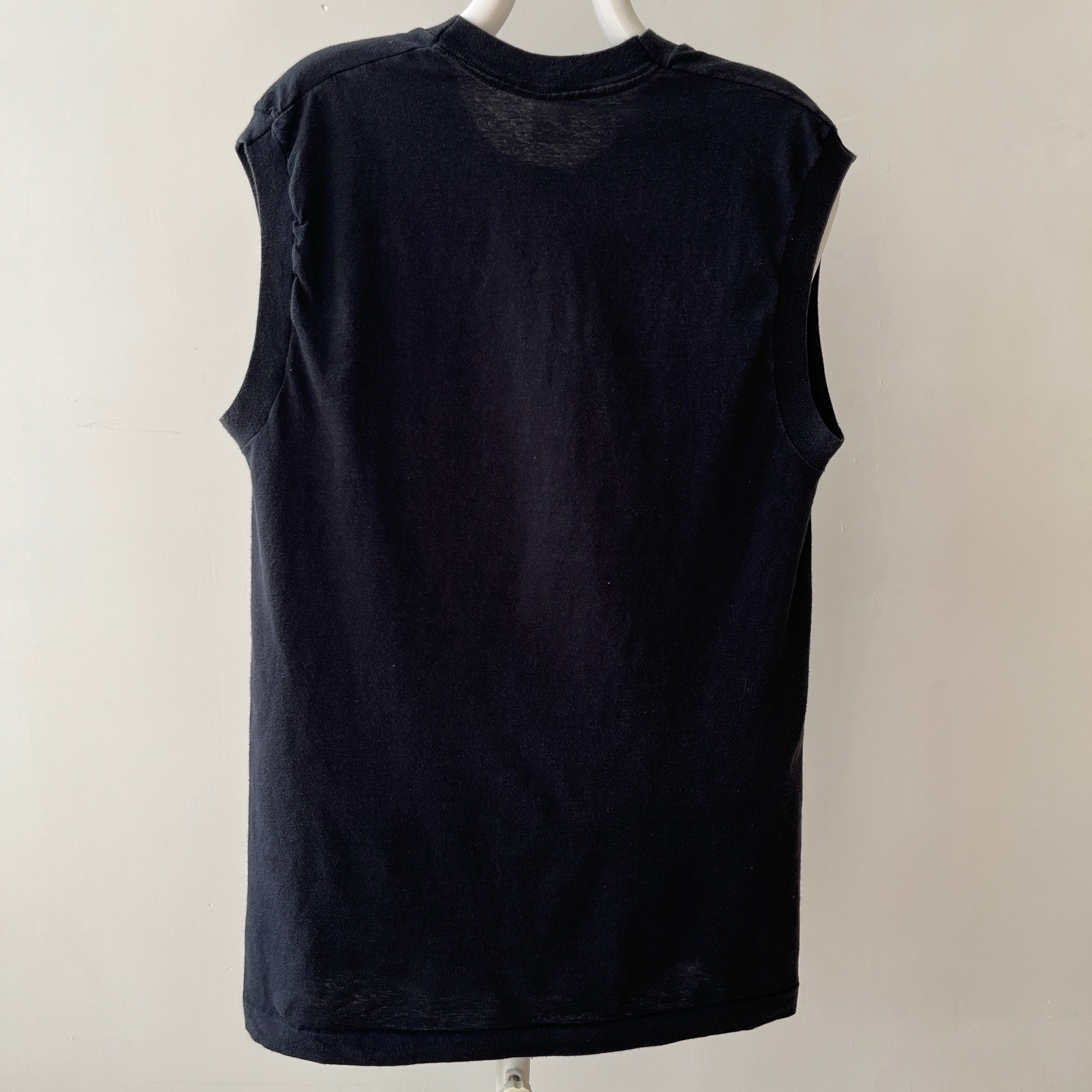 1990s Blank Black Muscle Pocket T Shirt