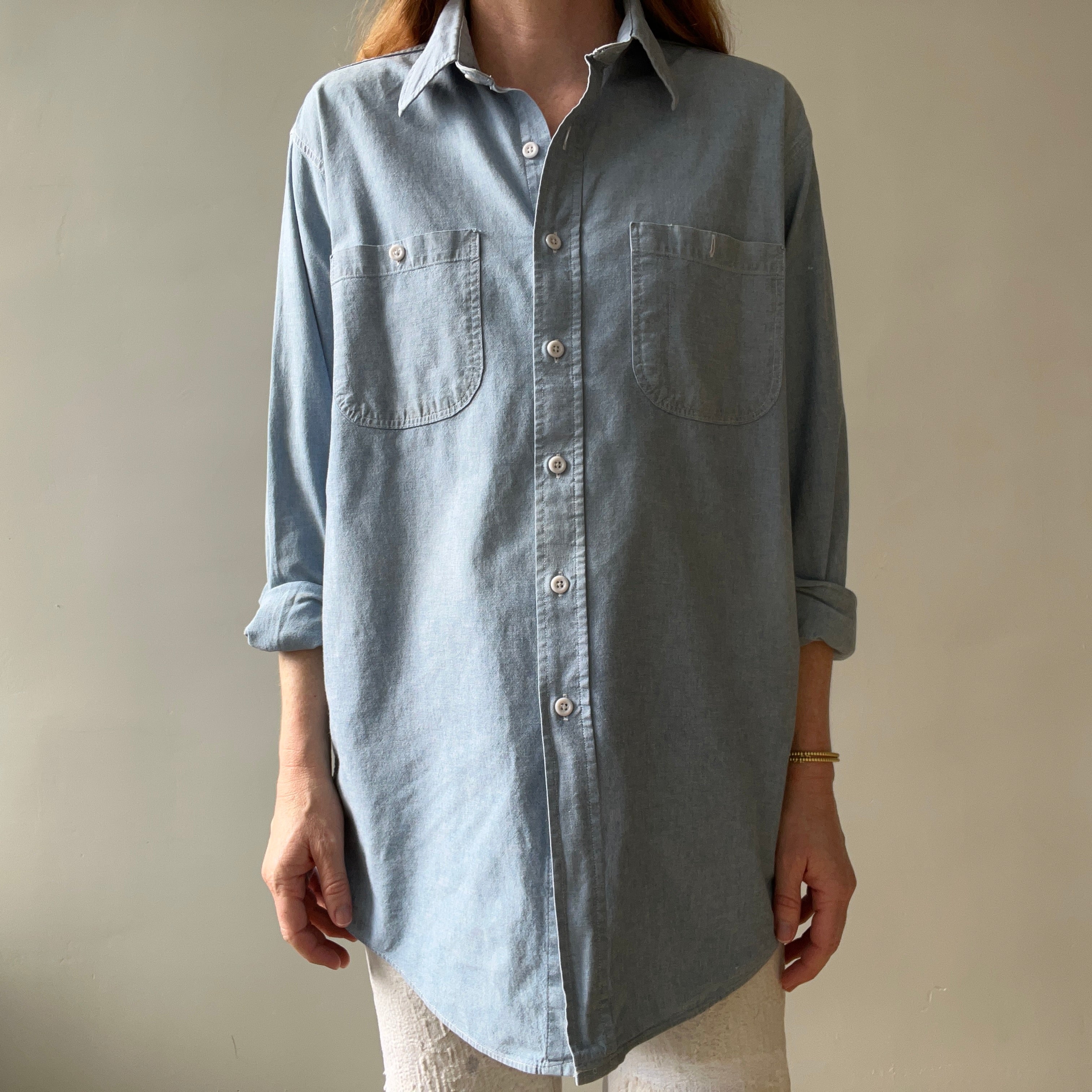 1970s Chambray Button Up Shirt - Lovely
