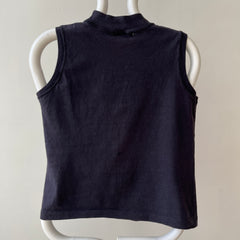 1980s Blank Black Mock Neck Muscle T Shirt