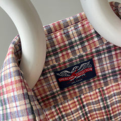 1990s Plaid Larger Cotton Blend Shirt