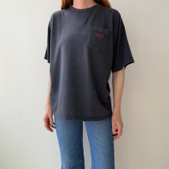 1990s Marlboro Gray and Black Striped Pocket T-Shirt