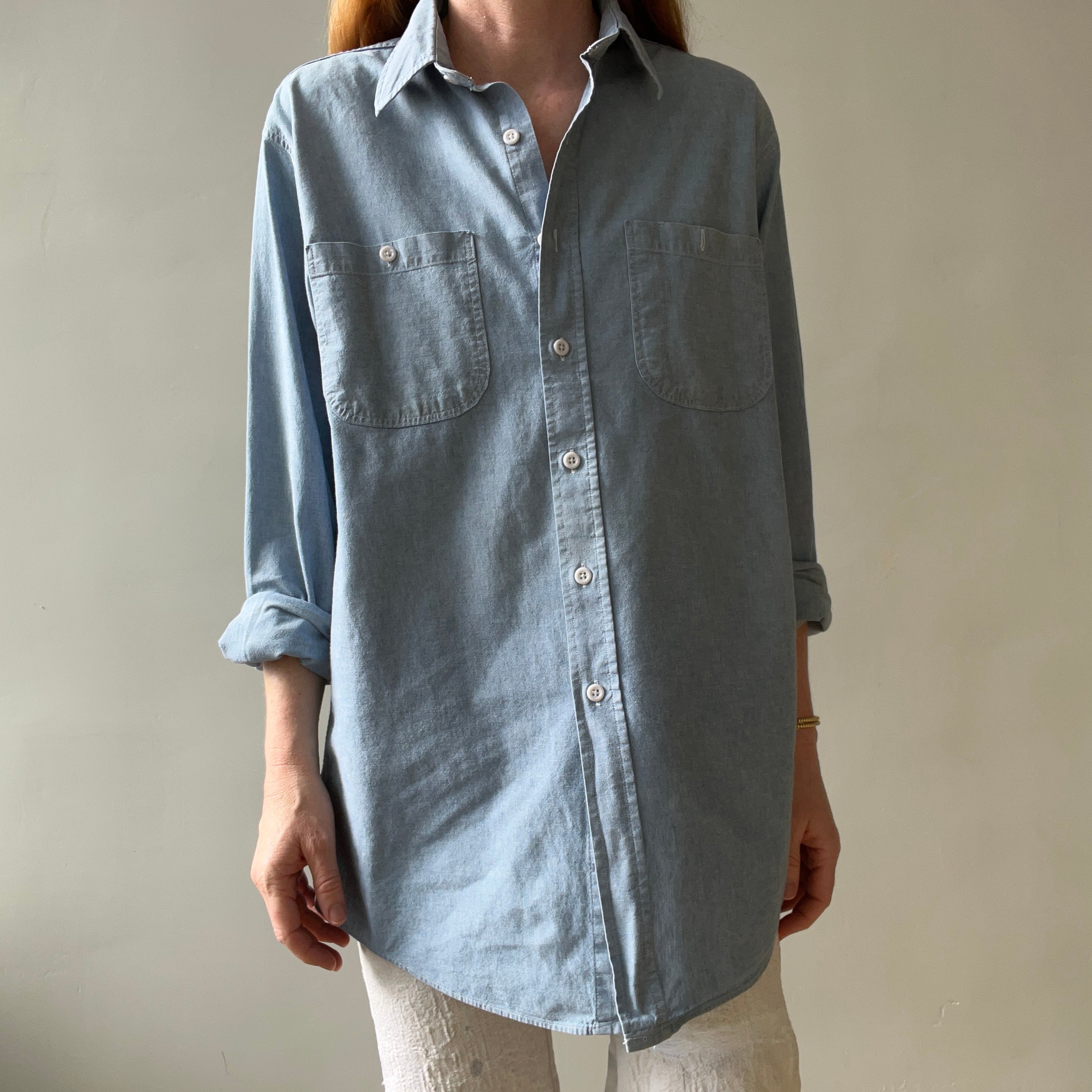 1970s Chambray Button Up Shirt - Lovely