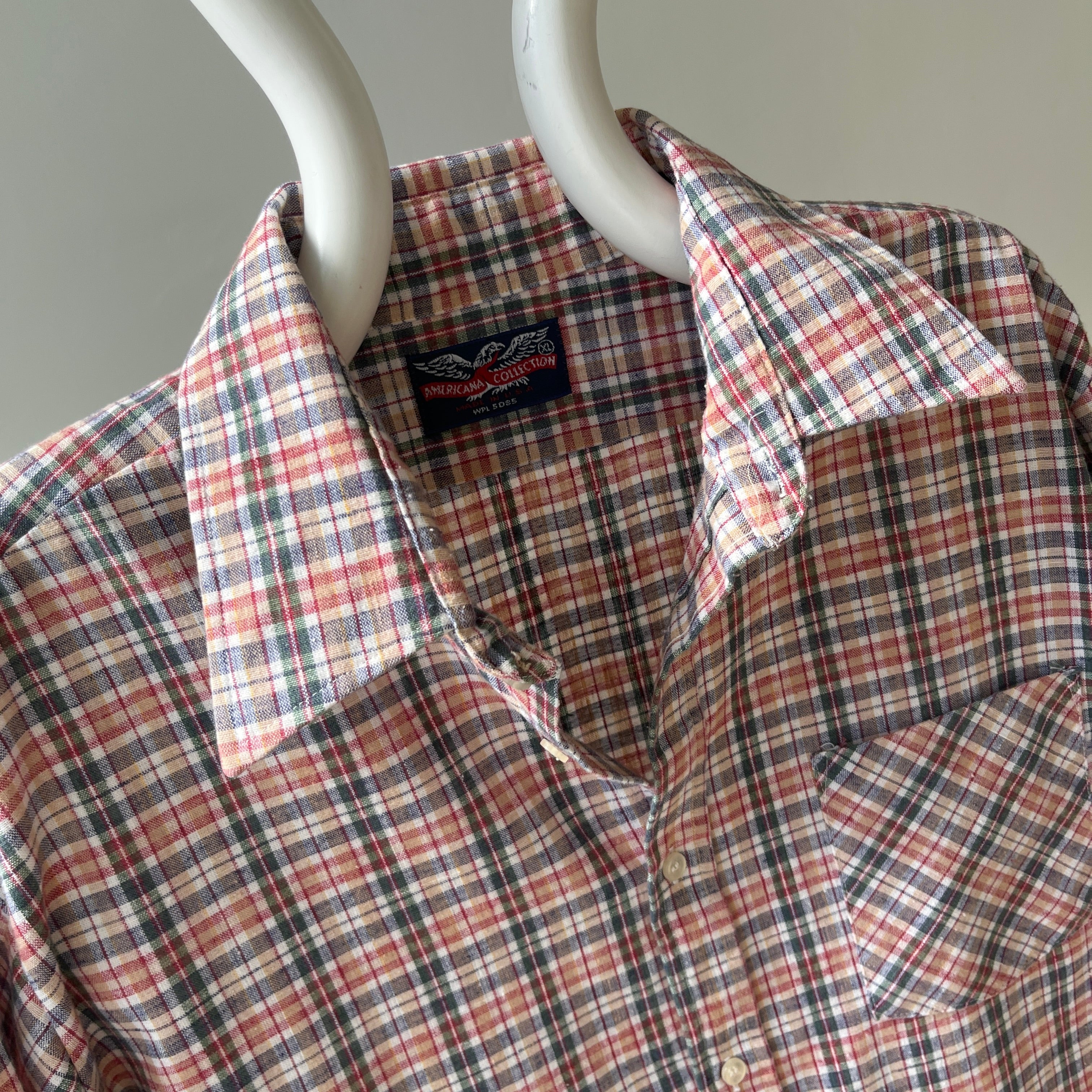 1990s Plaid Larger Cotton Blend Shirt