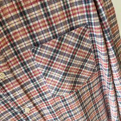 1990s Plaid Larger Cotton Blend Shirt