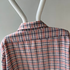 1990s Plaid Larger Cotton Blend Shirt