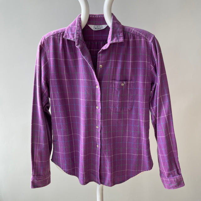 1980s Woolrich Women's Soft Plaid Flannel Shirt