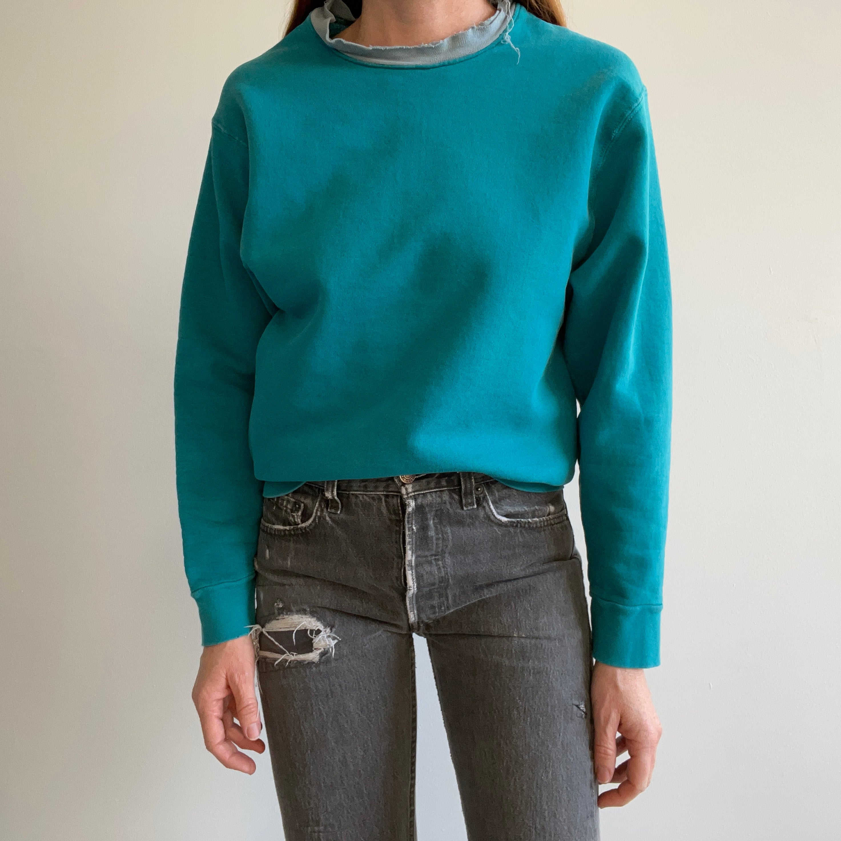 1980s Cotton Heavyweight Sweatshirt with a Completely Thrashed Collar