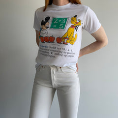 1980s Arithmetic Mickey and Snoopy Thinned Out T-Shirt