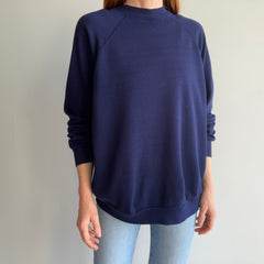 1970/80s Dark Navy Super Tattered and Also Super Soft Sweatshirt