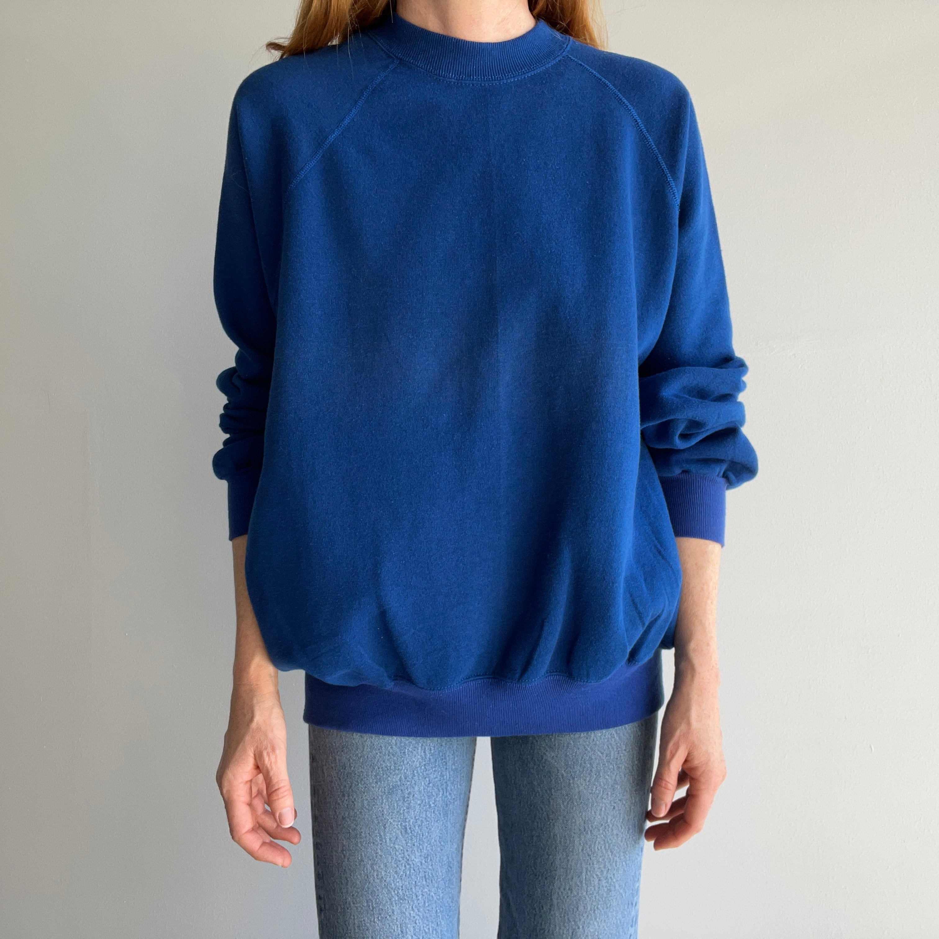 1980s Two Tone Blue (Yes, It is) Longer Sweatshirt by Bassett Walker