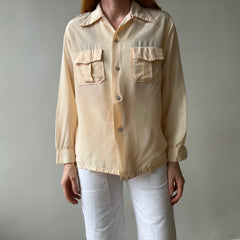 1950s Acetate Nylon Loop Collar Button Up Shirt - TINA COLLECTION