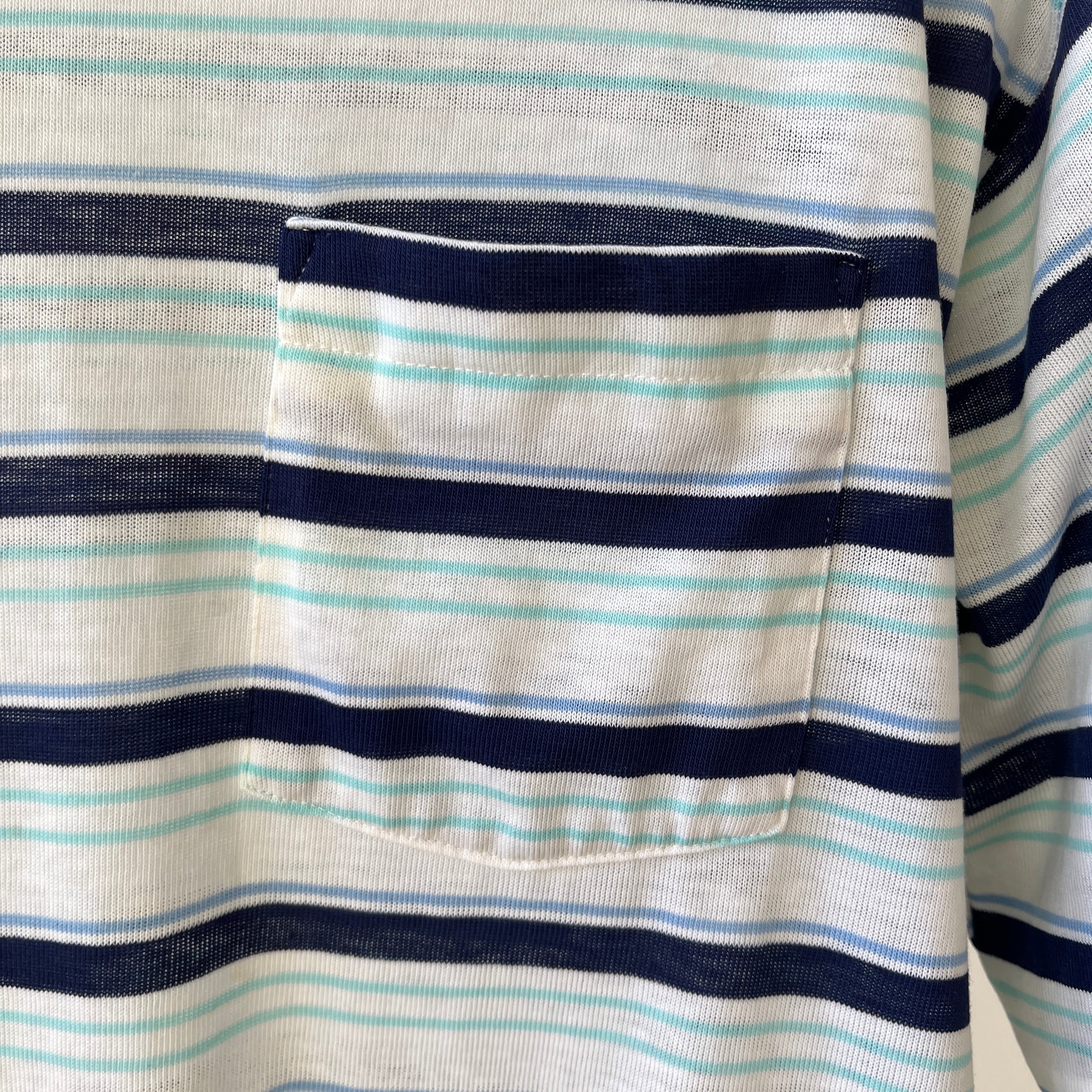 1970s/80s Blue Striped Pocket T Shirt