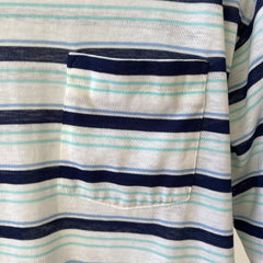 1970s/80s Blue Striped Pocket T Shirt