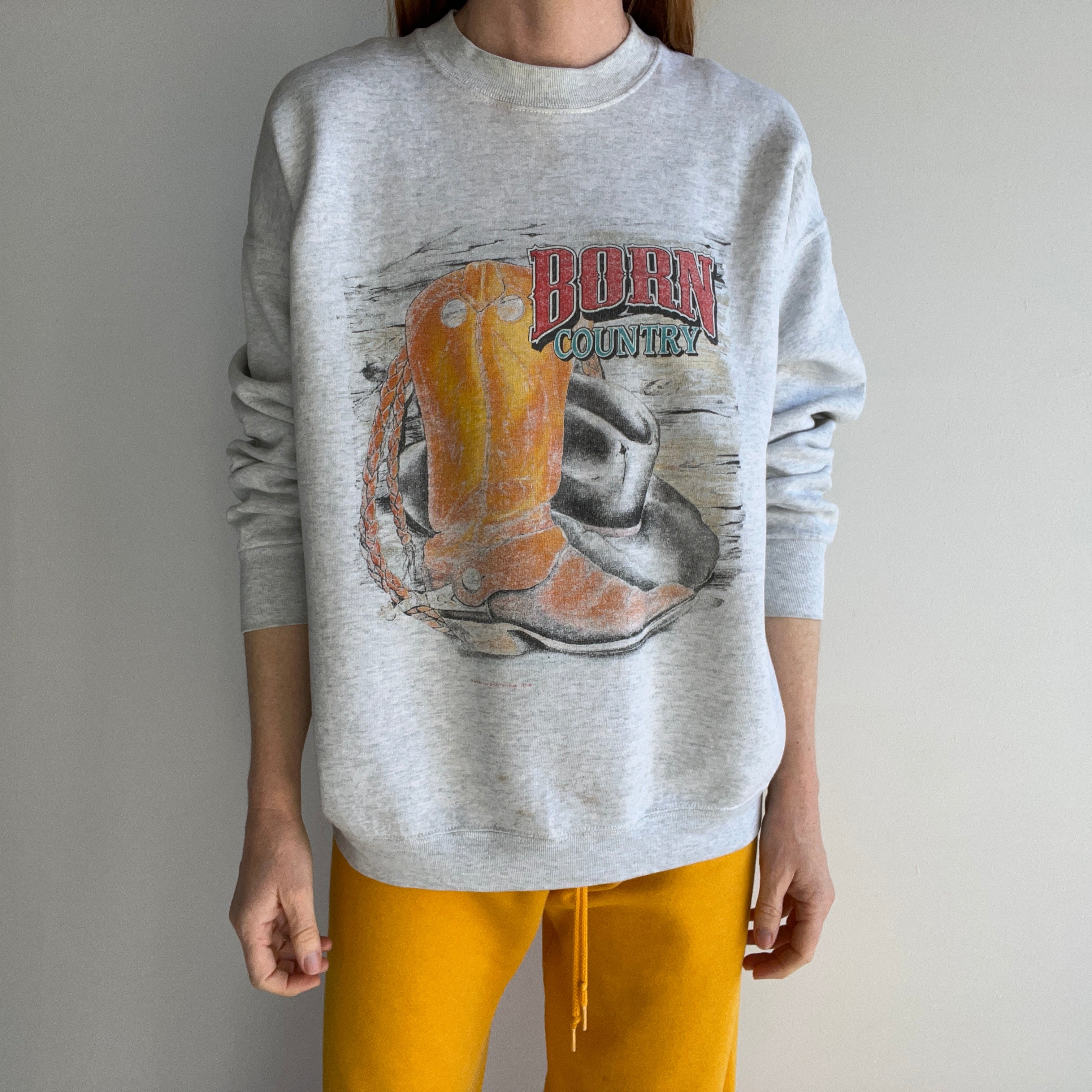 1990s Born Country Faded and Worn Sweatshirt