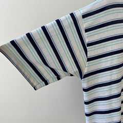 1970s/80s Blue Striped Pocket T Shirt