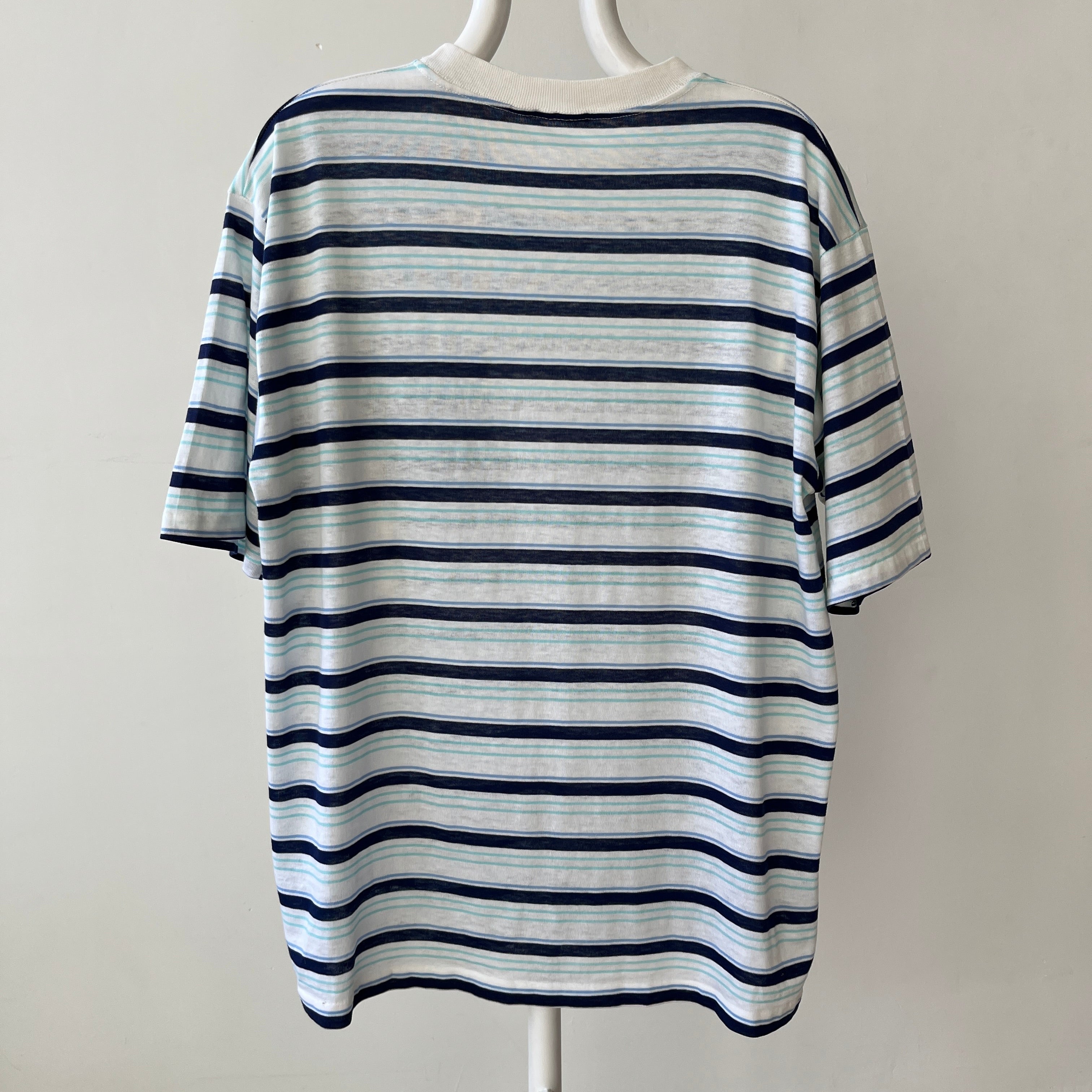 1970s/80s Blue Striped Pocket T Shirt