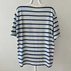 1970s/80s Blue Striped Pocket T Shirt