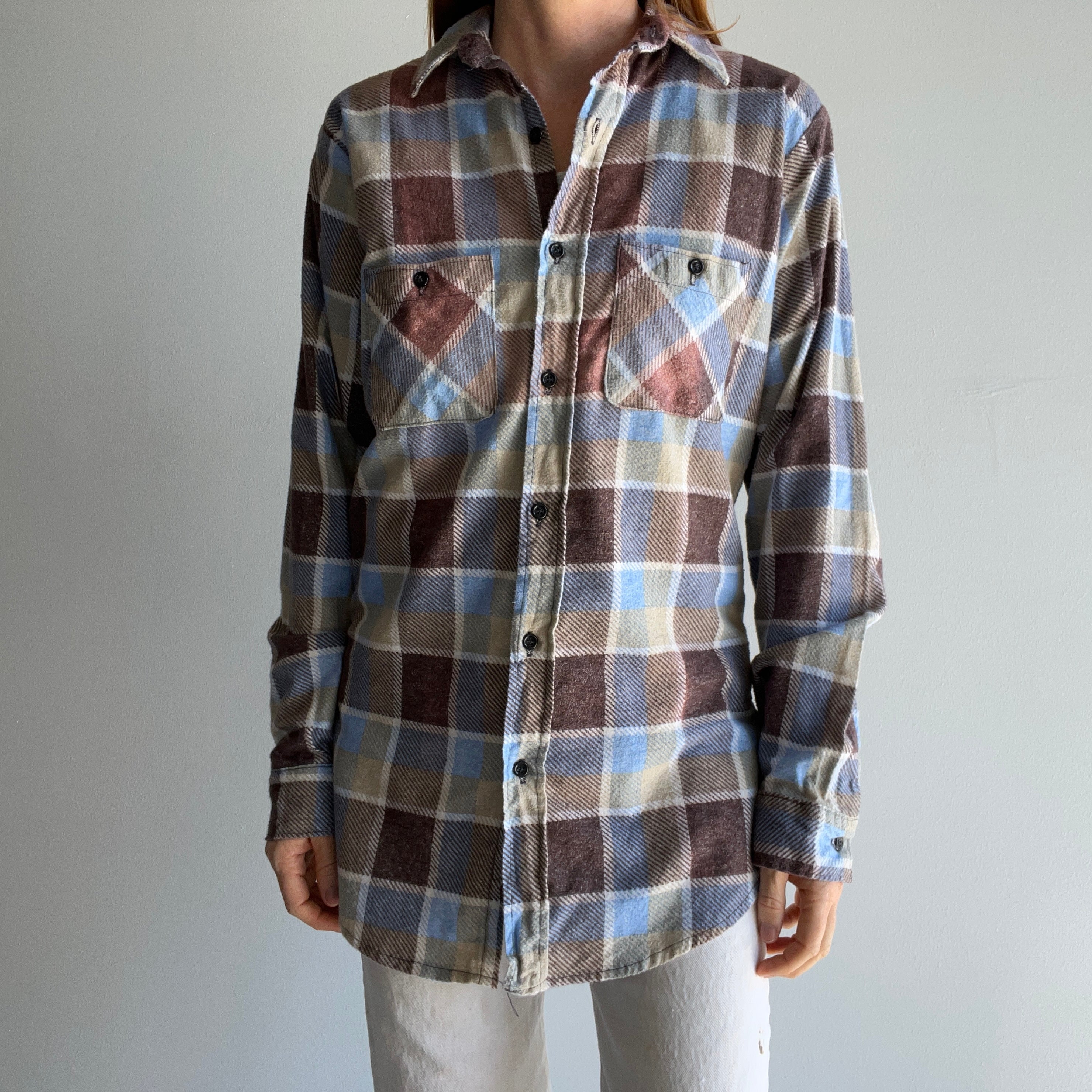 1980/90s Lightweight Longer Single Sided Soft Five Brothers Flannel