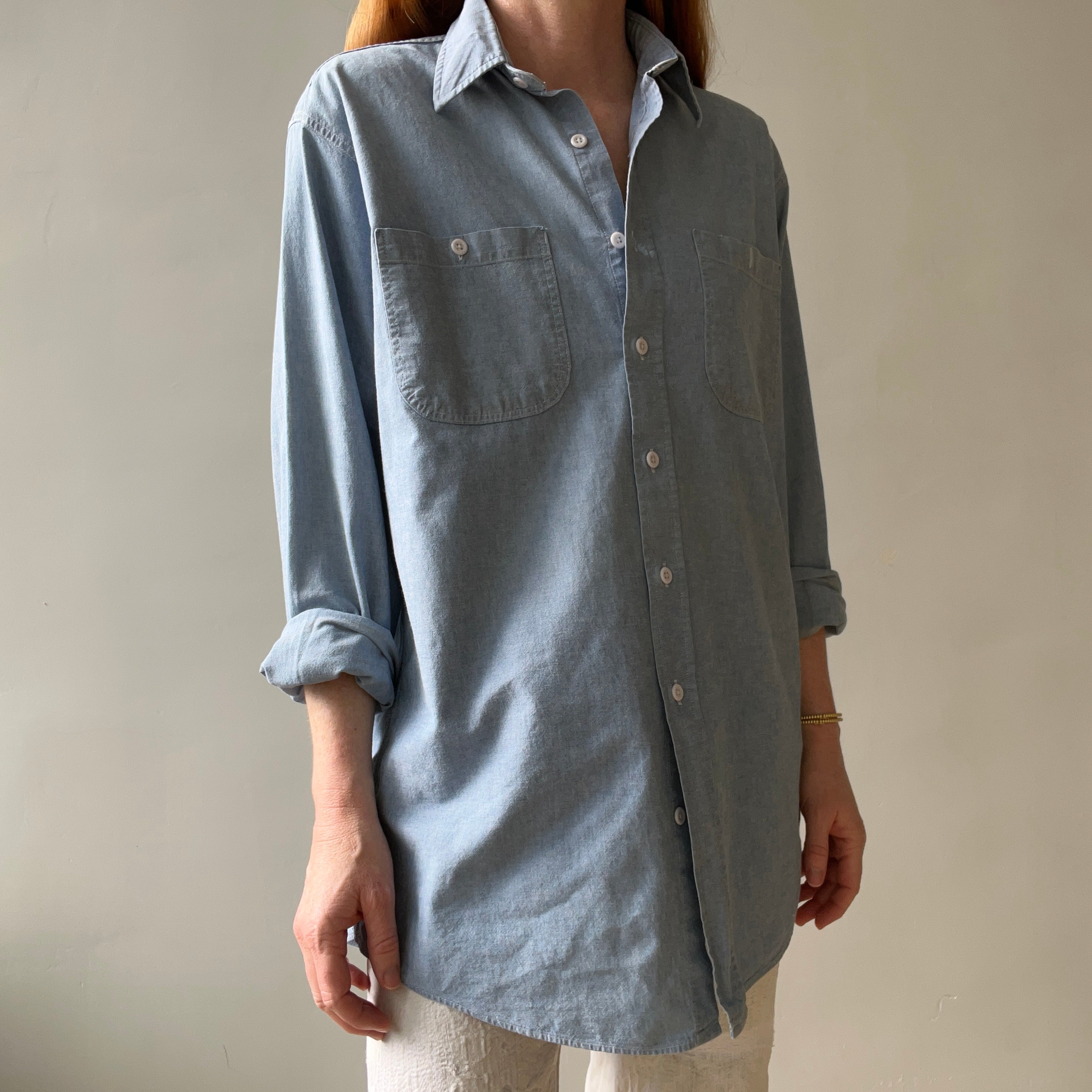 1970s Chambray Button Up Shirt - Lovely