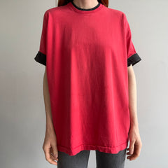 1980s Faded Soft and Worn Two Tone Red and Black T-shirt
