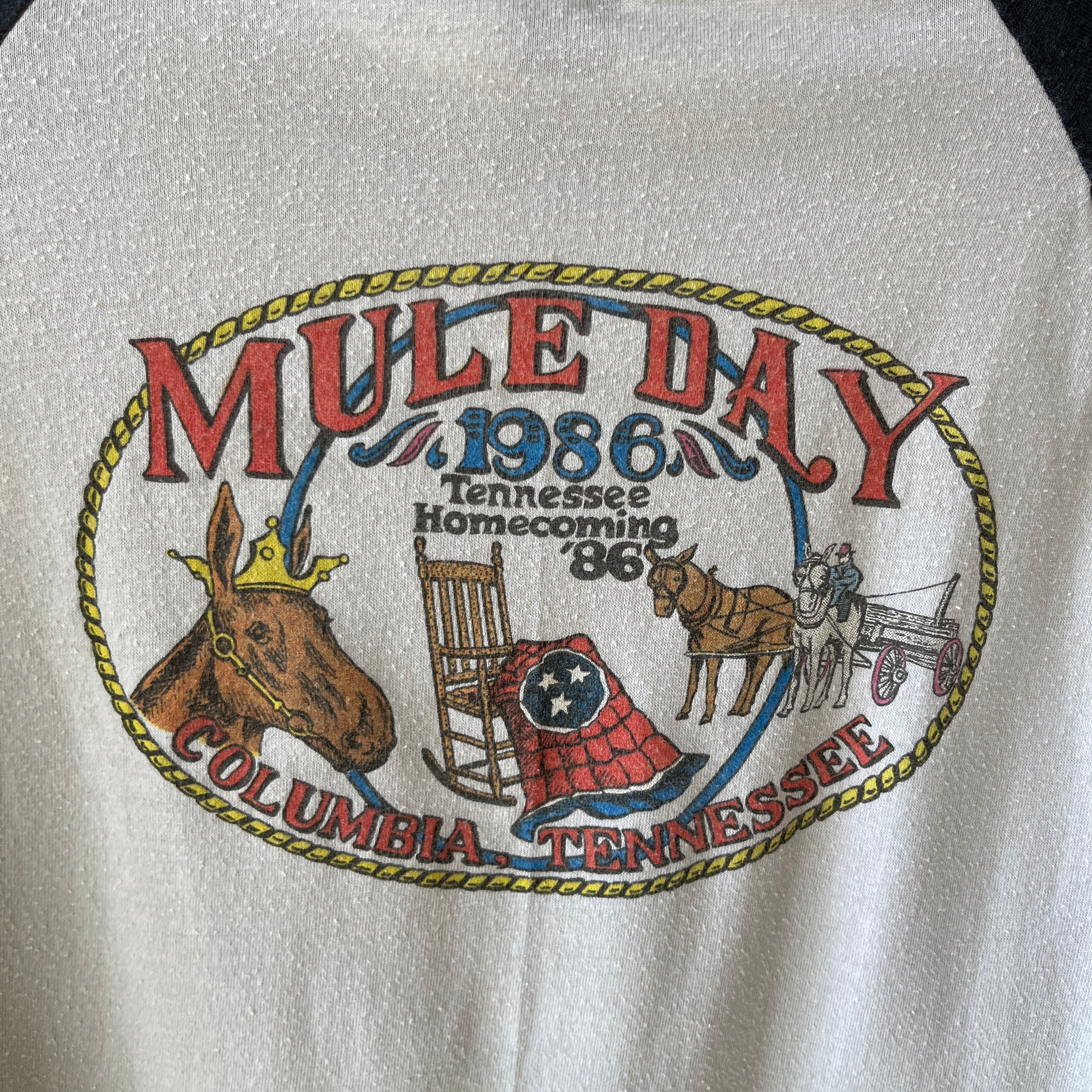 1986 Mule Day Tennessee Homecoming T-Shirt - THE BACKSIDE