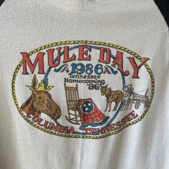 1986 Mule Day Tennessee Homecoming T-Shirt - THE BACKSIDE