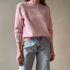 1980s Super Thinned Out Faded Pale Pink Raglan Sweatshirt - Did I say Thin?