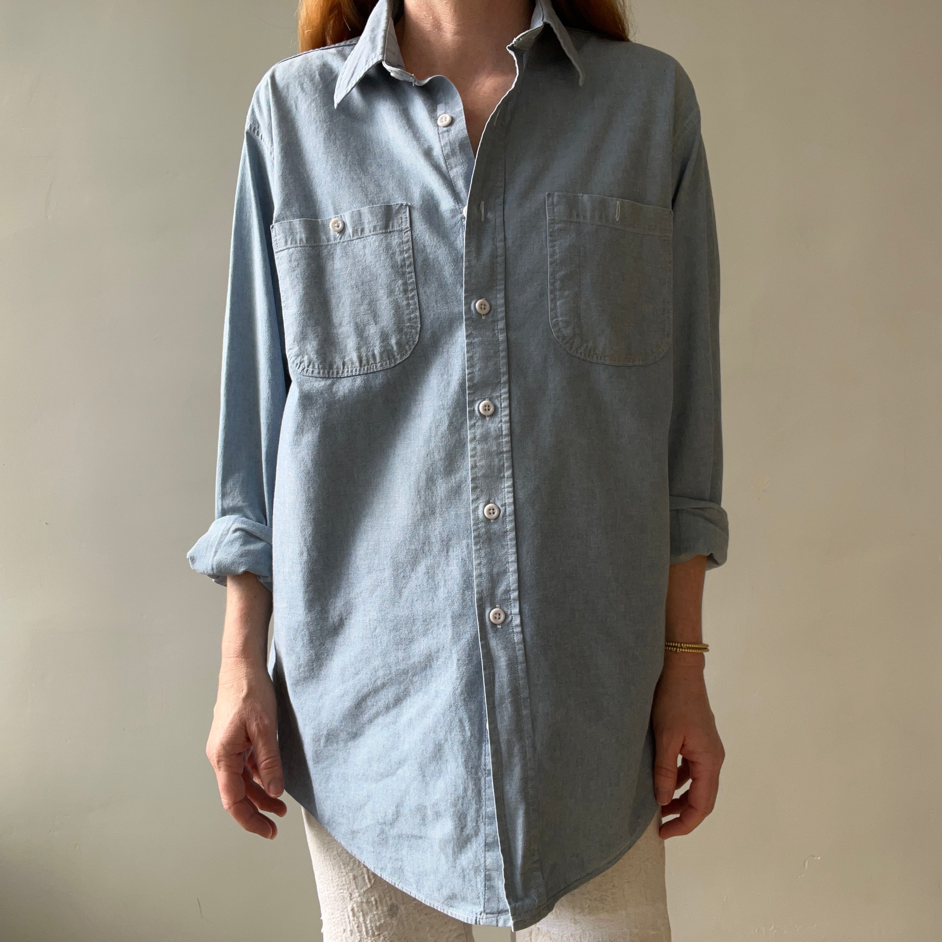 1970s Chambray Button Up Shirt - Lovely