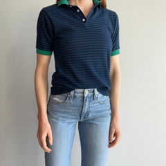 1980s Wonderful Thin Pinstriped Polo Shirt