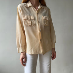 1950s Acetate Nylon Loop Collar Button Up Shirt - TINA COLLECTION