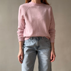 1980s Super Thinned Out Faded Pale Pink Raglan Sweatshirt - Did I say Thin?