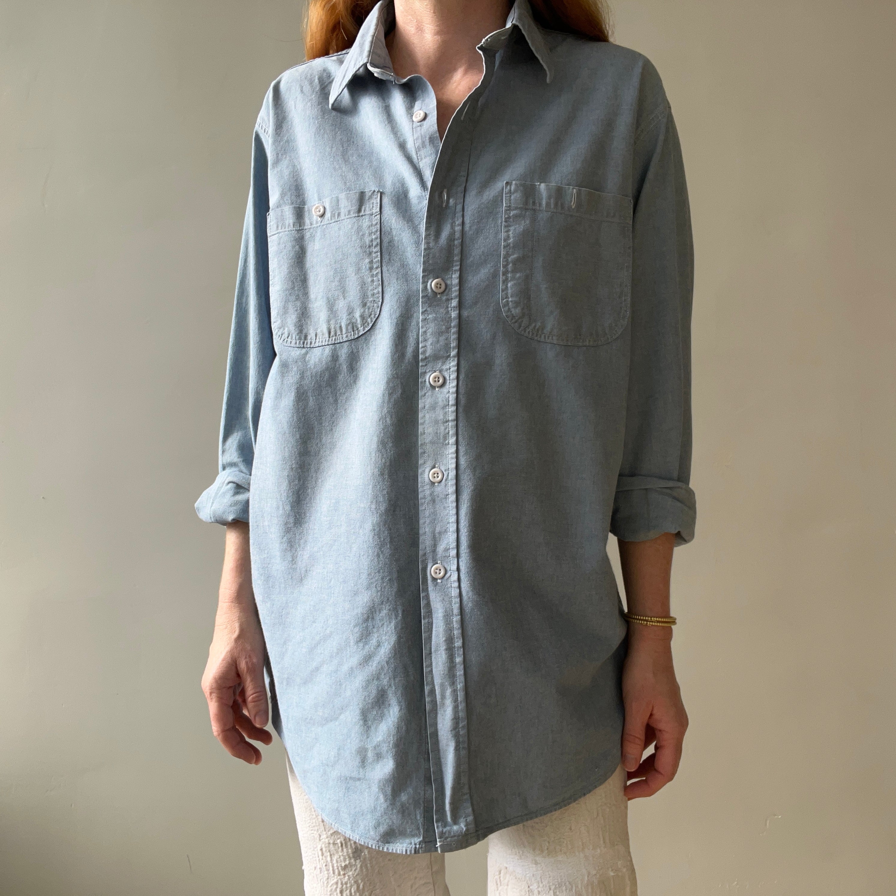 1970s Chambray Button Up Shirt - Lovely