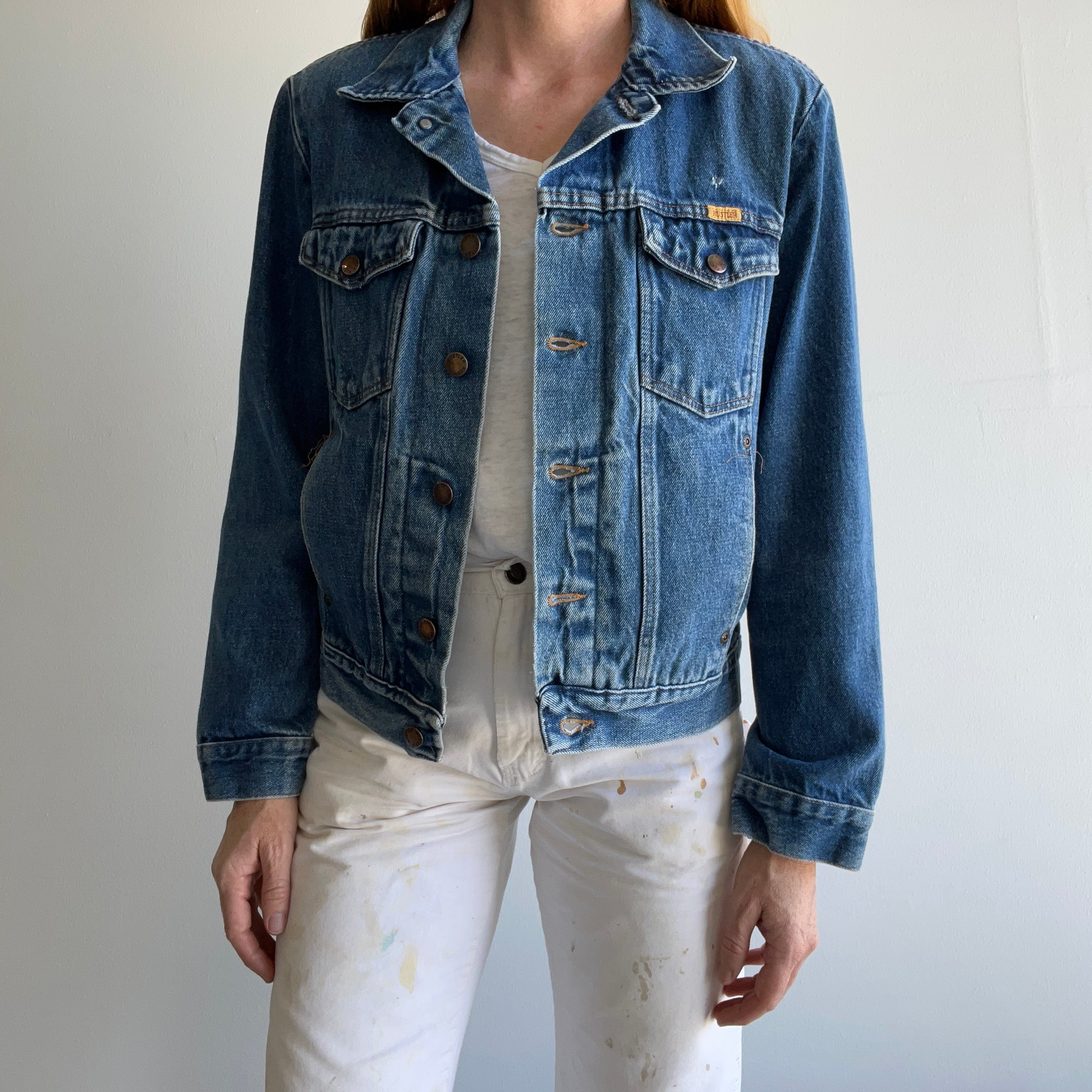 1980s Super Rad Perfectly Worn Rustler Denim Jean Jacket - !!!