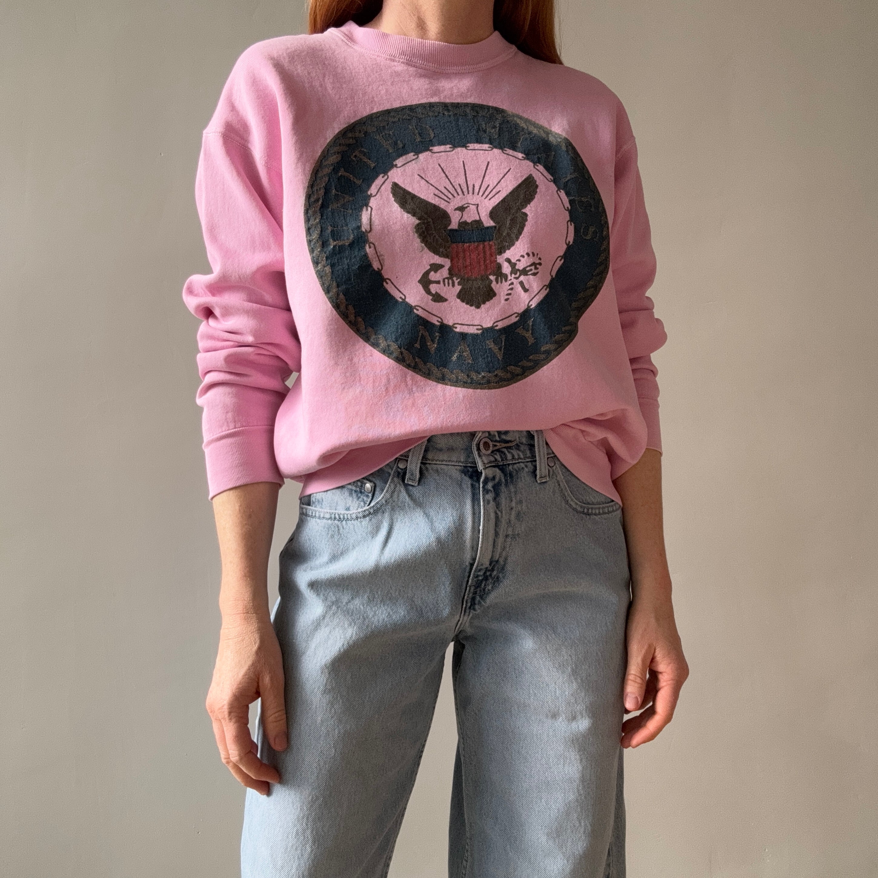 1990s United States Navy Re-Dyed Pink Sweatshirt