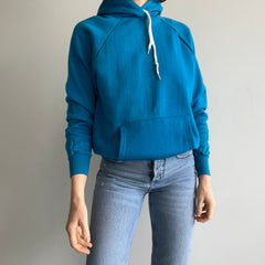 1980s Barely/Never? Worn Turquoise Pullover Hoodie