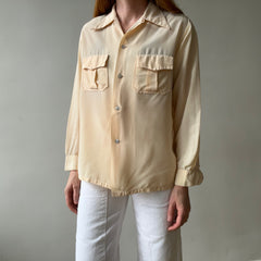 1950s Acetate Nylon Loop Collar Button Up Shirt - TINA COLLECTION