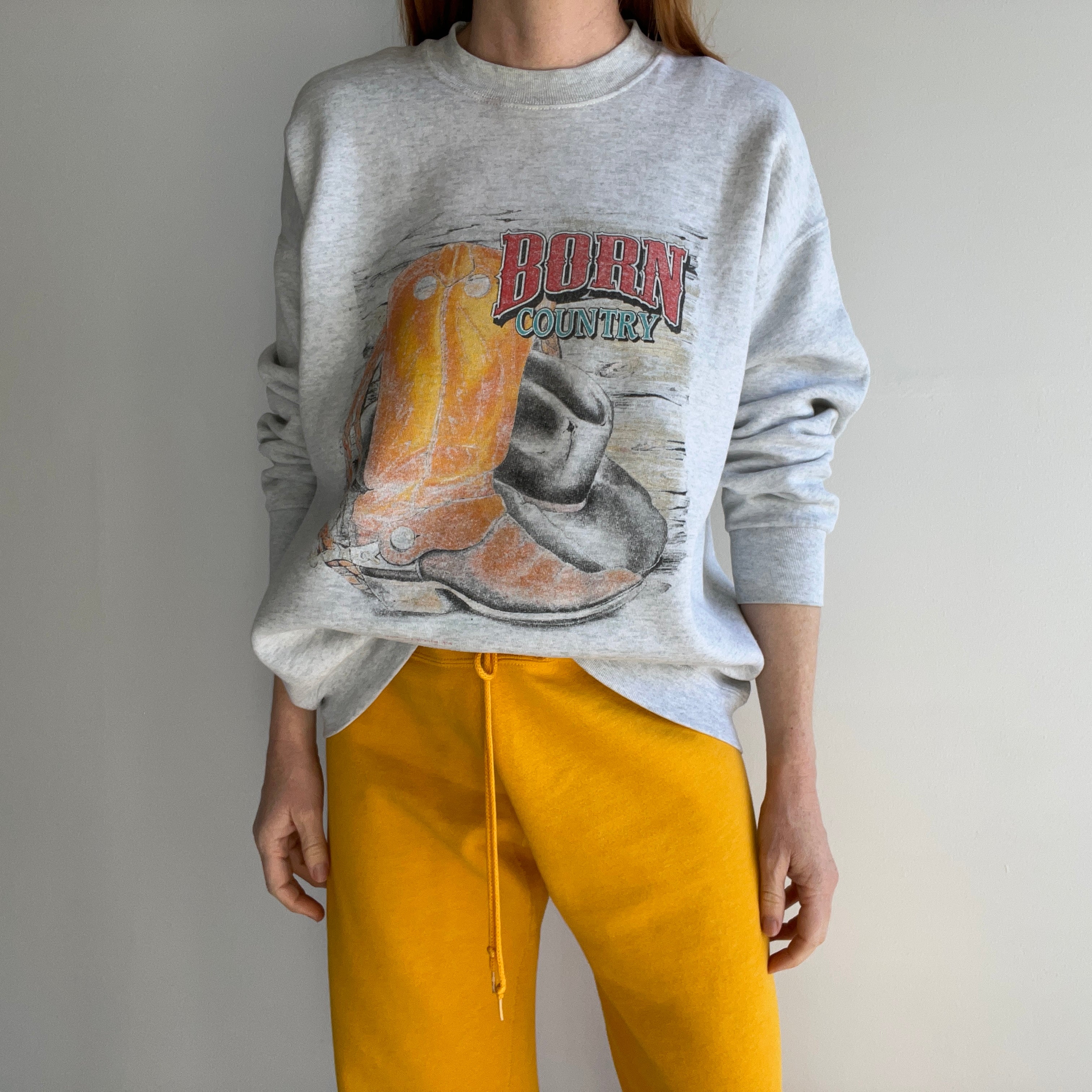 1990s Born Country Faded and Worn Sweatshirt