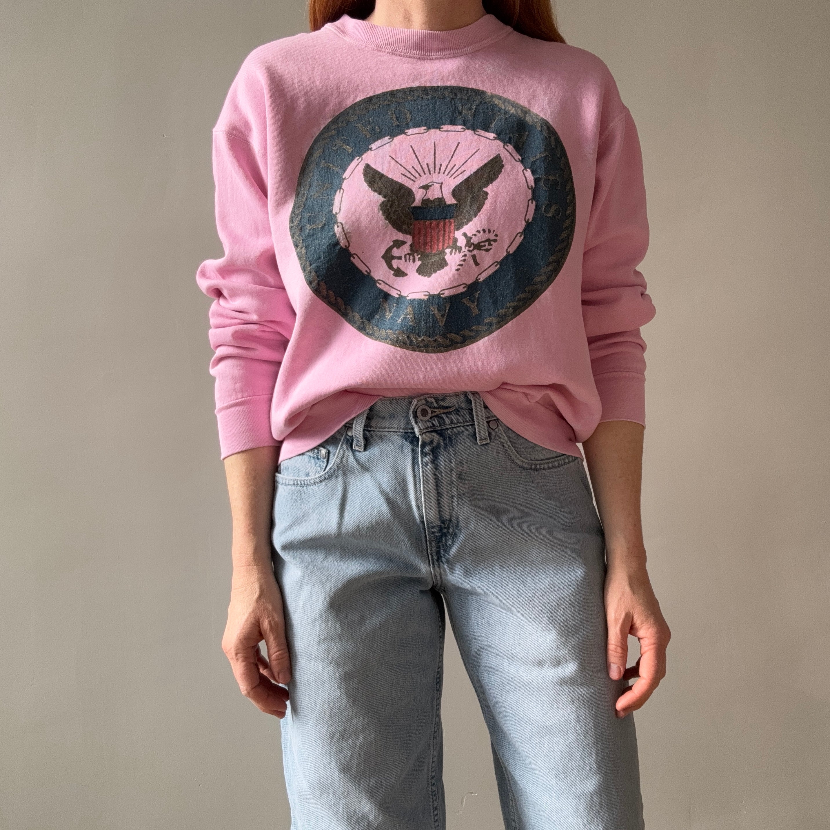 1990s United States Navy Re-Dyed Pink Sweatshirt