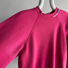 1980s DIY Hand Mended Tattered Hot Pink Sweatshirt